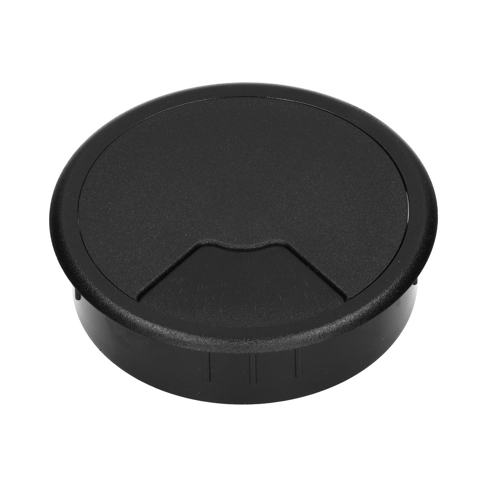 Black Plastic Desk Cable Grommet 80mm - 49.80.022 [2 Pieces]