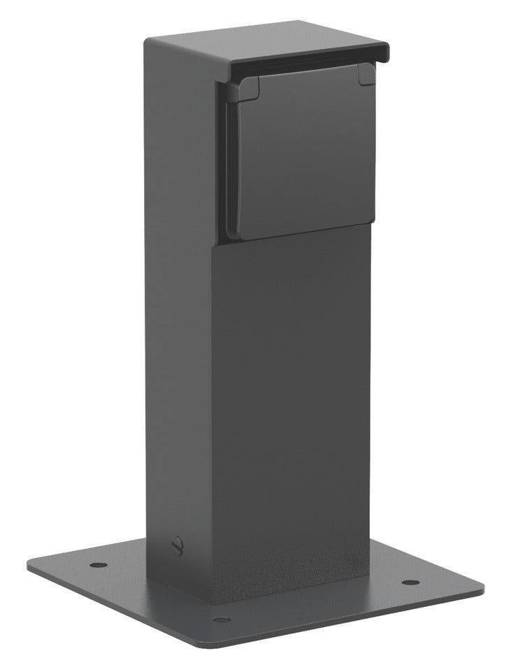 Black Outdoor Socket Post With Ground Plate IP55 - 761-36915