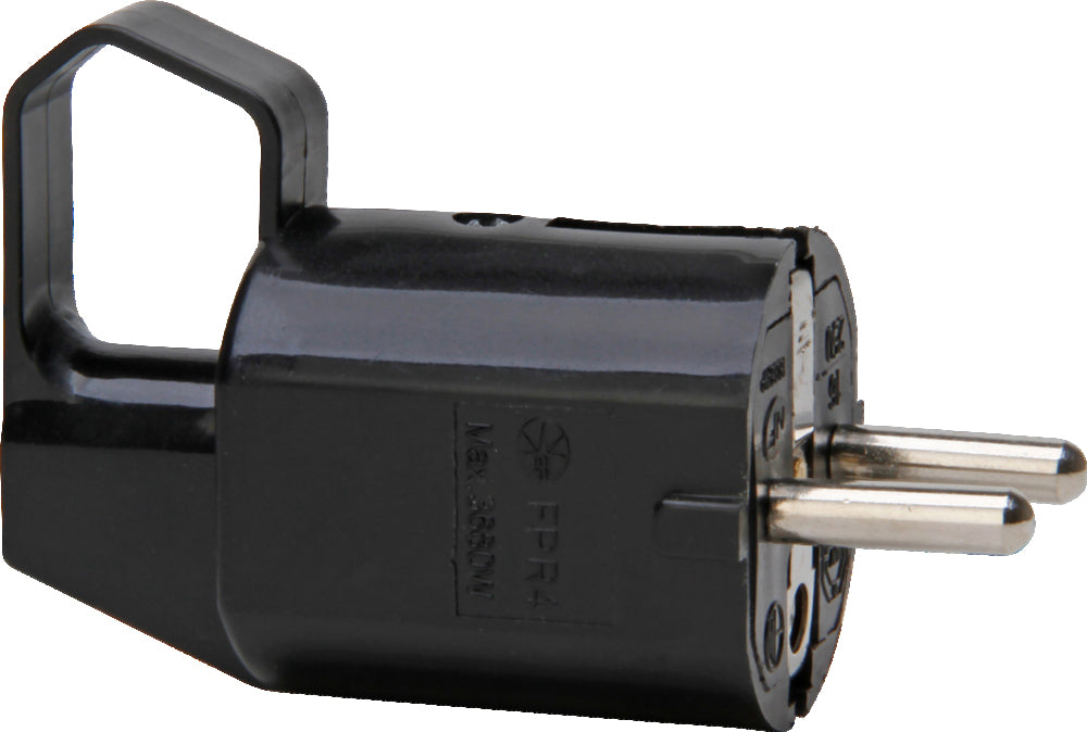 Right Angle Earthed Plug CEE 7/VII With Pull Ring Black - 170315005 [10 Pieces]