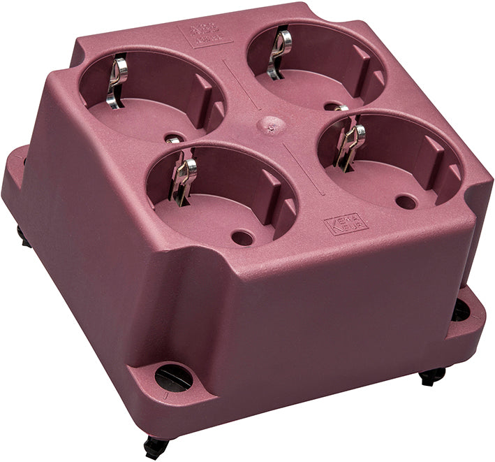 ABB 3640 Red Cover With 4-Gang Schuko Socket - 1SPA007130F9265