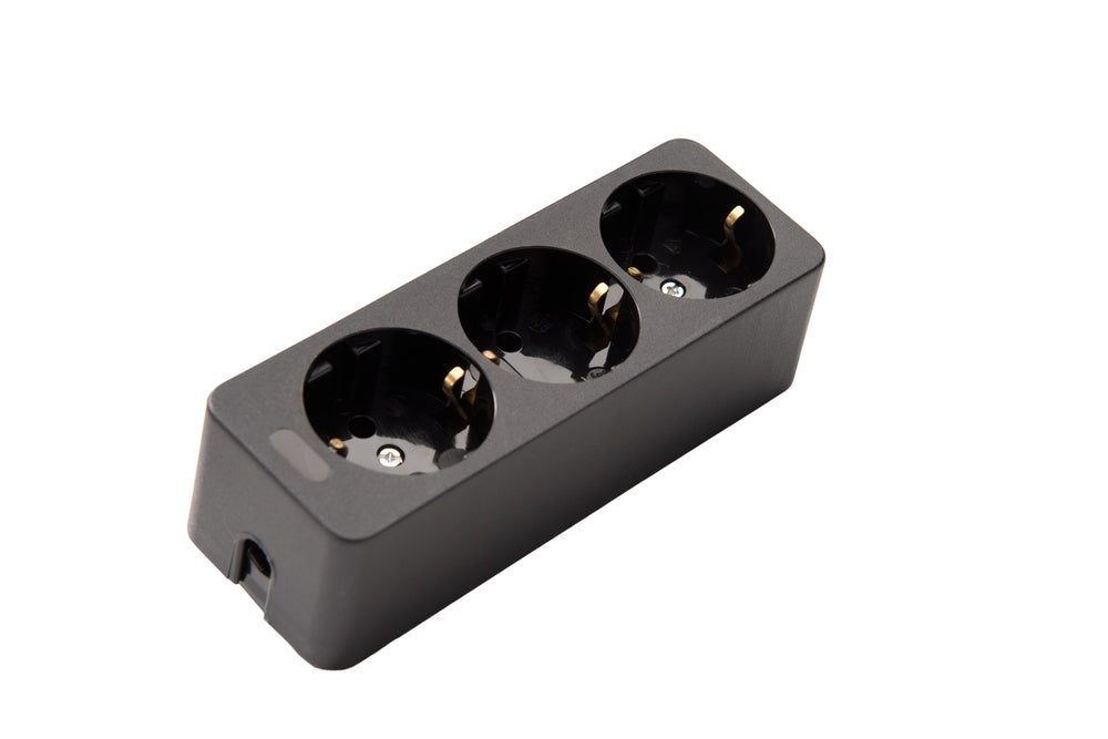 Martin Kaiser 3-Way Desktop Power Socket Black - 538/SW [2 Pieces]