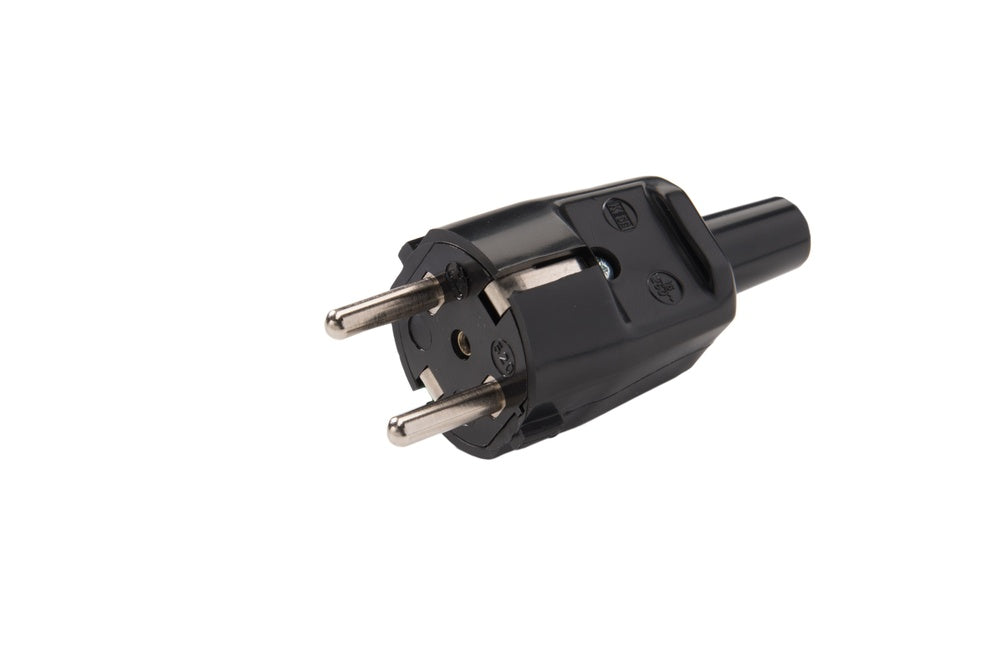 PVC Type F Power Plug With Strain Relief 250V 16A Black - 520/SW [5 Pieces]