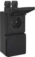 Niko Hydro IP55 Dual Vertical Surface Socket 16A 250V Black - 761-37835