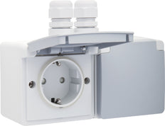 Dual Horizontal Splashproof Socket Outlet 16A 250V IP44 - 700-37836