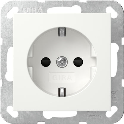 Gira System 55 Safety Plus Schuko Socket 6mm² Pure White - 498103