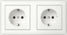 Gira System 55 Double Socket Outlet With Ground Contact - 482103
