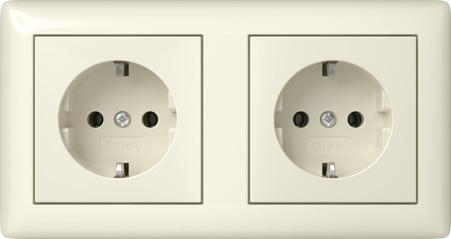 Gira System 55 Dual Socket Outlet With Ground - 492501