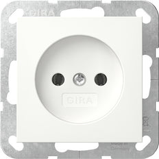 Gira System 55 Non-Grounded Socket 16A 250V Pure White Matt - 448027