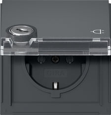 Gira TX44 Lockable Outdoor SCHUKO Socket With Label Space - 446767
