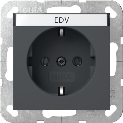 Gira System 55 Earthed Socket With Label Space Anthracite - 445728