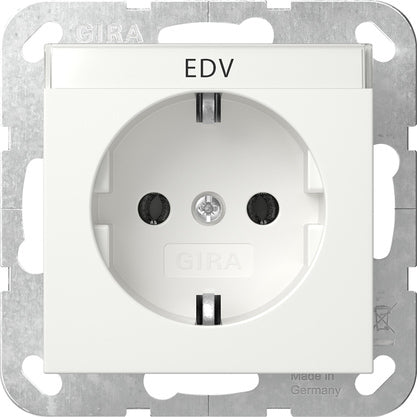 Gira System 55 SCHUKO Socket With Label Space - 445703