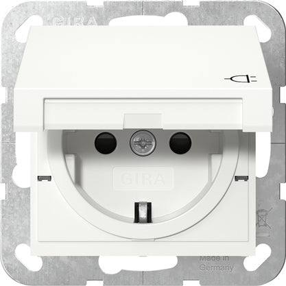 Gira System 55 IP44 Shutter Socket With Hinged Cover - 441427