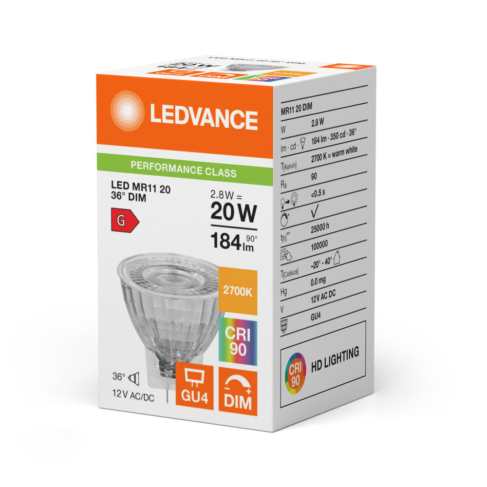 LEDVANCE MR11 GU4 Dimmable LED Spot 2.8W 927 36D - 4099854050206