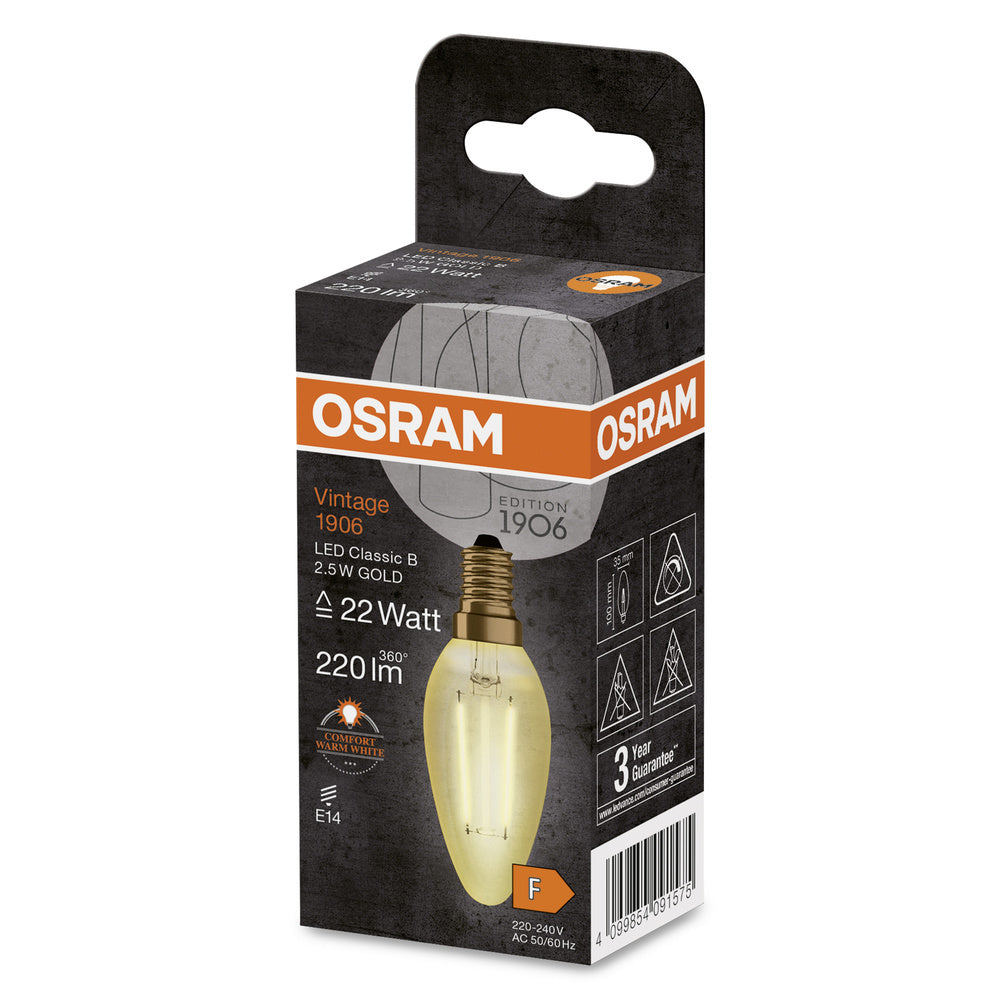 Vintage 1906 LED Candle Gold E14 2.5W 2400K - 4099854091575 [2 Pieces]