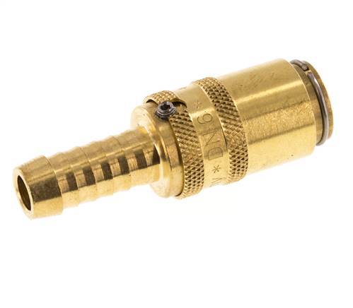 Brass DN 6 Mold Coupling Socket 9 mm Hose Pillar Unlocking Protection Double Shut-Off