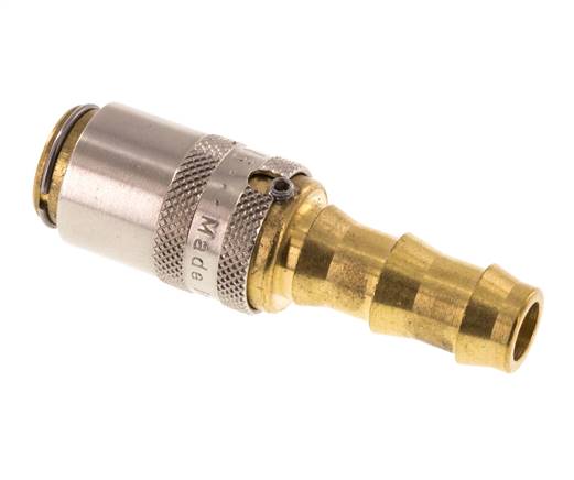 Brass DN 6 Mold Coupling Socket 9.5 mm Hose Pillar Unlocking Protection