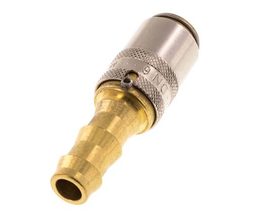 Brass DN 6 Mold Coupling Socket 9.5 mm Hose Pillar Unlocking Protection