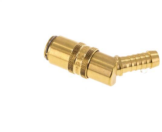 Brass DN 6 Mold Coupling Socket 9 mm Hose Pillar Double Shut-Off 45-deg