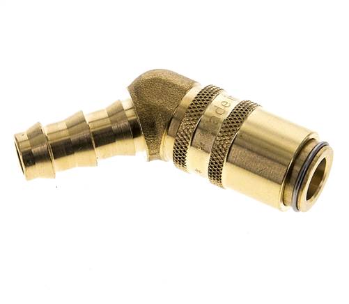 Brass DN 6 Mold Coupling Socket 9.5 mm Hose Pillar Double Shut-Off 45-deg