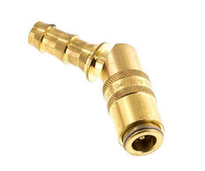 Brass DN 6 Mold Coupling Socket 9.5 mm Hose Pillar Double Shut-Off 45-deg