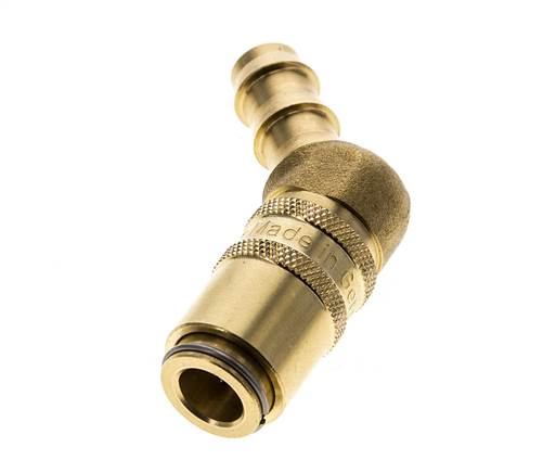 Brass DN 6 Mold Coupling Socket 9.5 mm Hose Pillar Double Shut-Off 45-deg