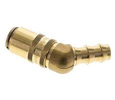 Brass DN 6 Mold Coupling Socket 9.5 mm Hose Pillar Double Shut-Off 45-deg