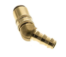 Brass DN 6 Mold Coupling Socket 9.5 mm Hose Pillar Double Shut-Off 45-deg