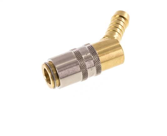 Brass DN 6 Mold Coupling Socket 9 mm Hose Pillar 45-deg