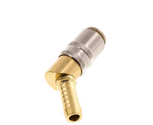 Brass DN 6 Mold Coupling Socket 9 mm Hose Pillar 45-deg