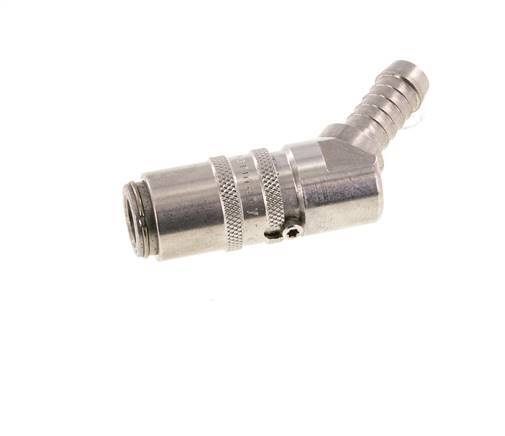 Stainless Steel DN 6 Mold Coupling Socket 9 mm Hose Pillar 45-deg