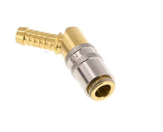 Brass DN 6 Mold Coupling Socket 9 mm Hose Pillar Unlocking Protection 45-deg