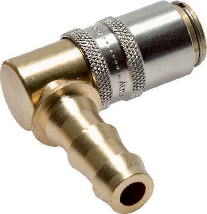 Brass DN 6 Mold Coupling Socket 9.5 mm Hose Pillar Double Shut-Off 90-deg