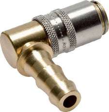Brass DN 6 Mold Coupling Socket 9.5 mm Hose Pillar Unlocking Protection 90-deg