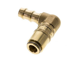 Brass DN 6 Mold Coupling Socket 9.5 mm Hose Pillar Double Shut-Off 90-deg