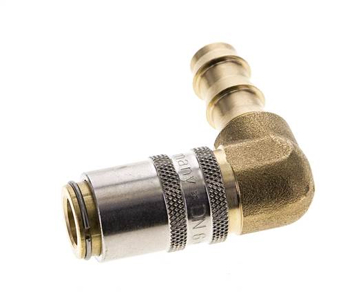Brass DN 6 Mold Coupling Socket 9.5 mm Hose Pillar 90-deg