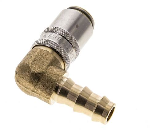 Brass DN 6 Mold Coupling Socket 9.5 mm Hose Pillar 90-deg
