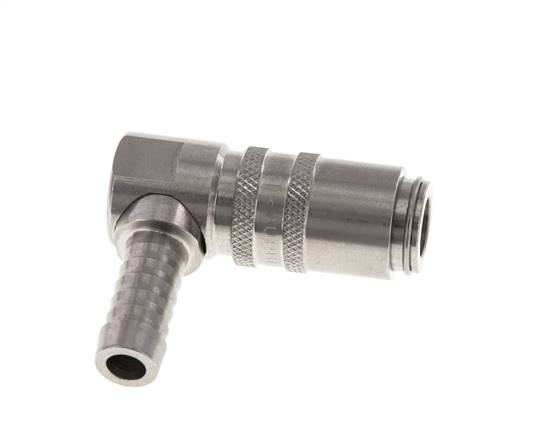 Stainless Steel DN 6 Mold Coupling Socket 9 mm Hose Pillar 90-deg