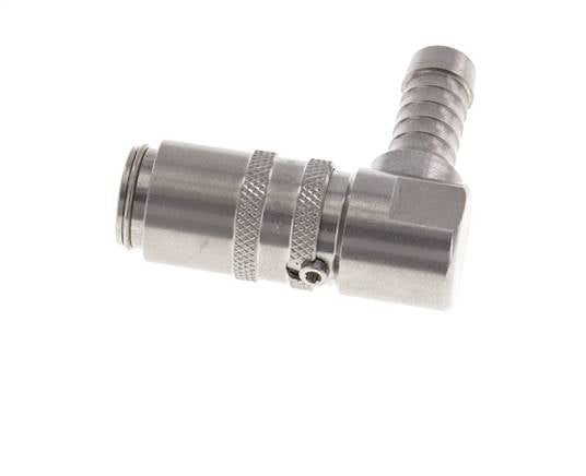 Stainless Steel DN 6 Mold Coupling Socket 9 mm Hose Pillar 90-deg