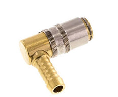 Brass DN 6 Mold Coupling Socket 9 mm Hose Pillar Unlocking Protection 90-deg
