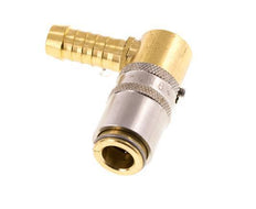 Brass DN 6 Mold Coupling Socket 9 mm Hose Pillar Unlocking Protection 90-deg