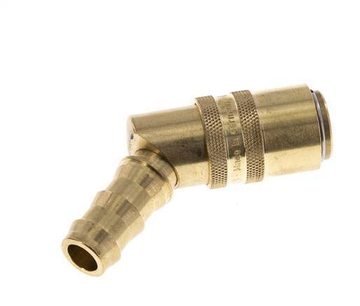 Brass DN 9 Mold Coupling Socket 12.7 mm Hose Pillar Double Shut-Off 45-deg