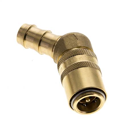 Brass DN 9 Mold Coupling Socket 12.7 mm Hose Pillar Double Shut-Off 45-deg