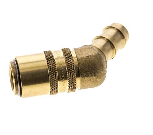 Brass DN 9 Mold Coupling Socket 12.7 mm Hose Pillar Double Shut-Off 45-deg