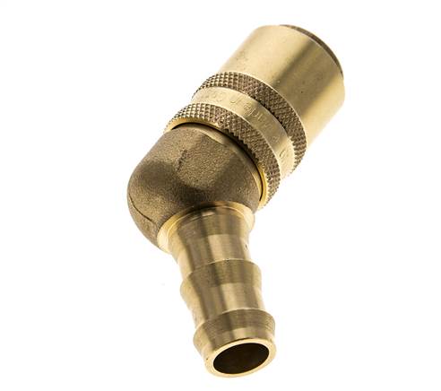 Brass DN 9 Mold Coupling Socket 12.7 mm Hose Pillar Double Shut-Off 45-deg