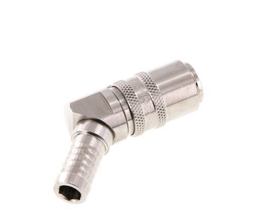 Stainless Steel DN 9 Mold Coupling Socket 13 mm Hose Pillar Double Shut-Off 45-deg