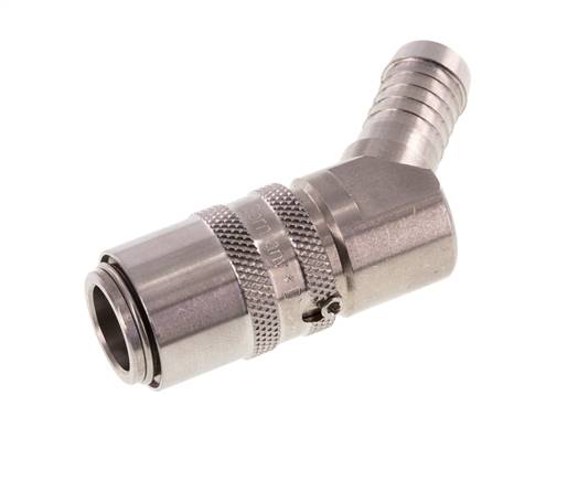 Stainless Steel DN 9 Mold Coupling Socket 13 mm Hose Pillar 45-deg