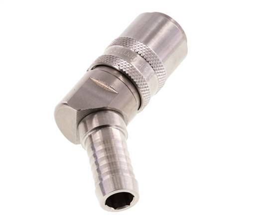 Stainless Steel DN 9 Mold Coupling Socket 13 mm Hose Pillar 45-deg