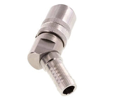 Stainless Steel DN 9 Mold Coupling Socket 13 mm Hose Pillar 45-deg