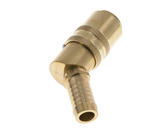 Brass DN 9 Mold Coupling Socket 13 mm Hose Pillar Unlocking Protection Double Shut-Off 45-deg