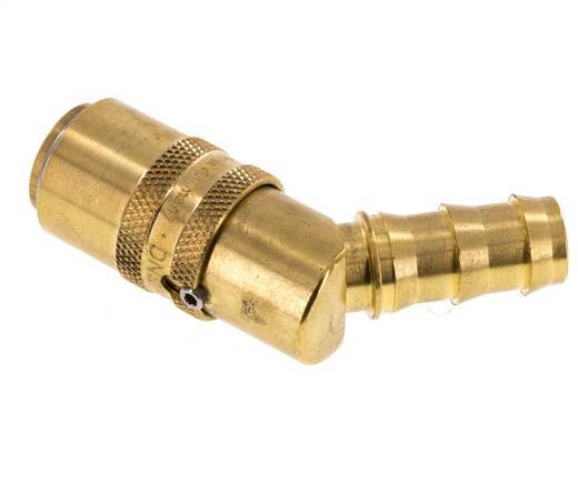 Brass DN 9 Mold Coupling Socket 12.7 mm Hose Pillar Unlocking Protection Double Shut-Off 45-deg